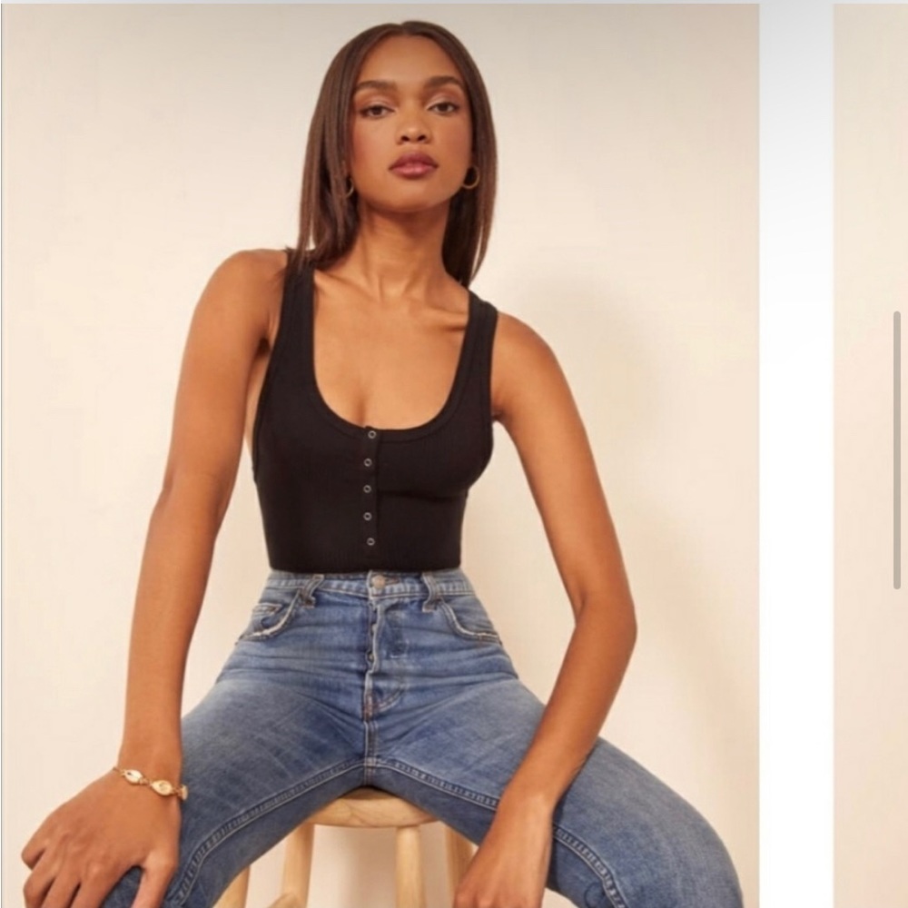 Reformation Ella Sleeveless Bodysuit In Black